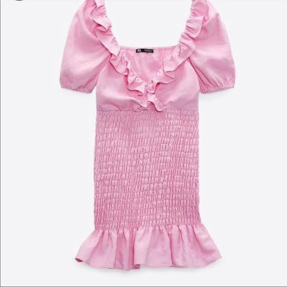 Zara pink linen blend mini dress